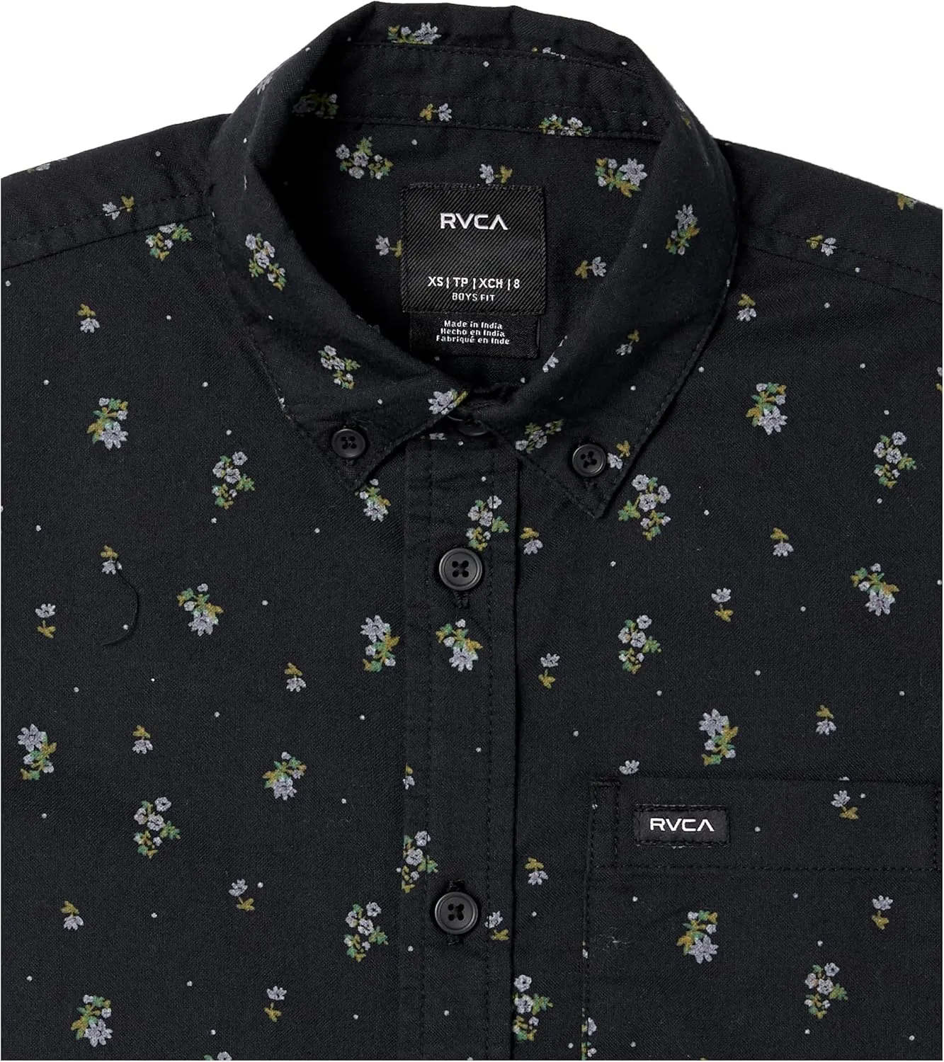 RVCA Boys' Fall Short Sleeve Button Up Collar Woven