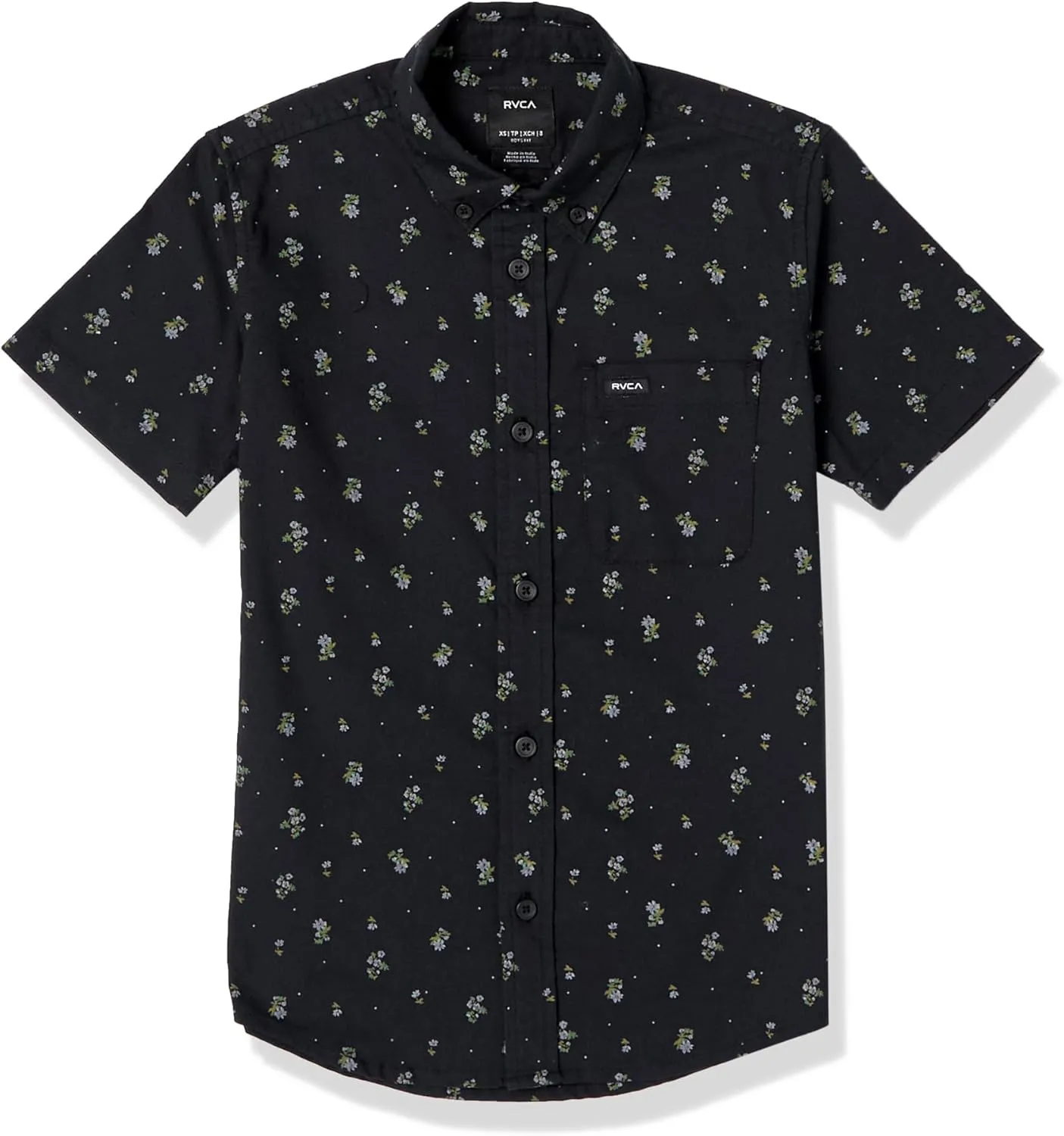 RVCA Boys' Fall Short Sleeve Button Up Collar Woven
