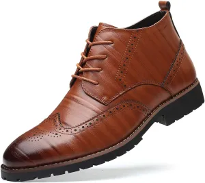 Santimon Mens Wingtip Patent Leather Lace-up Derby Oxford Ankle Boot Dress Ankle Combat Motorcycle Boots