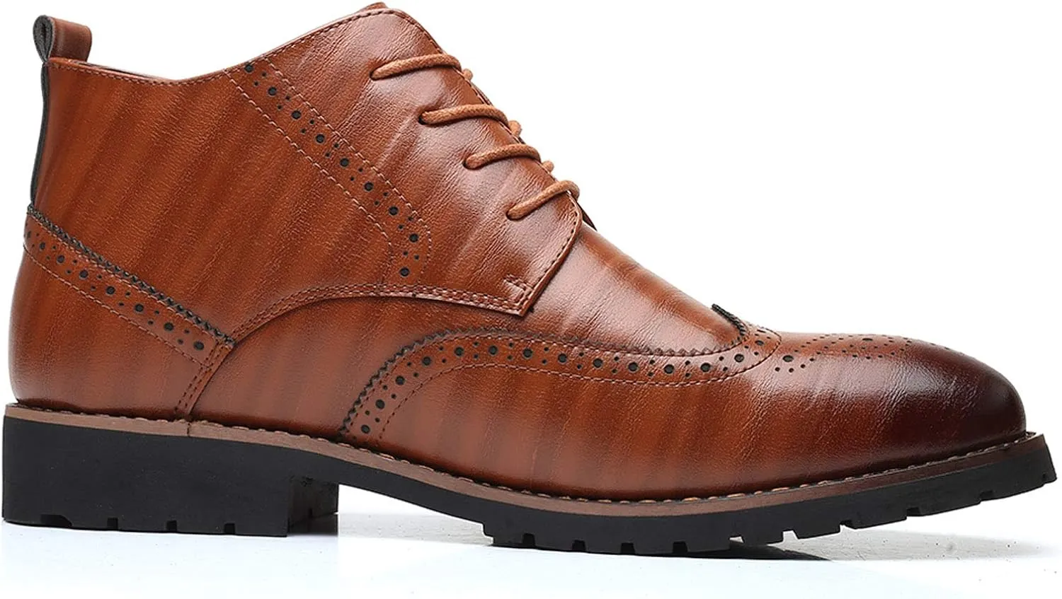 Santimon Mens Wingtip Patent Leather Lace-up Derby Oxford Ankle Boot Dress Ankle Combat Motorcycle Boots