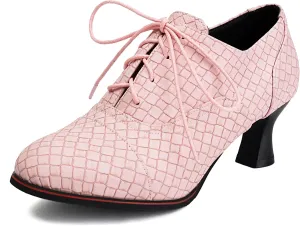 SHEMEE Women's Kitten Heels Oxford Pumps Victorian Style Vintage Mid-Heels Lace Up Brogues Witch Costume Cosplay Shoes