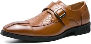 Single Season Dress Oxford for Men Slip On Monk Strap Crocodile Print Faux Leather Non Slip Resistant Low Top Working Very Popular Among Young People (Color : Yellow, Size : 11)