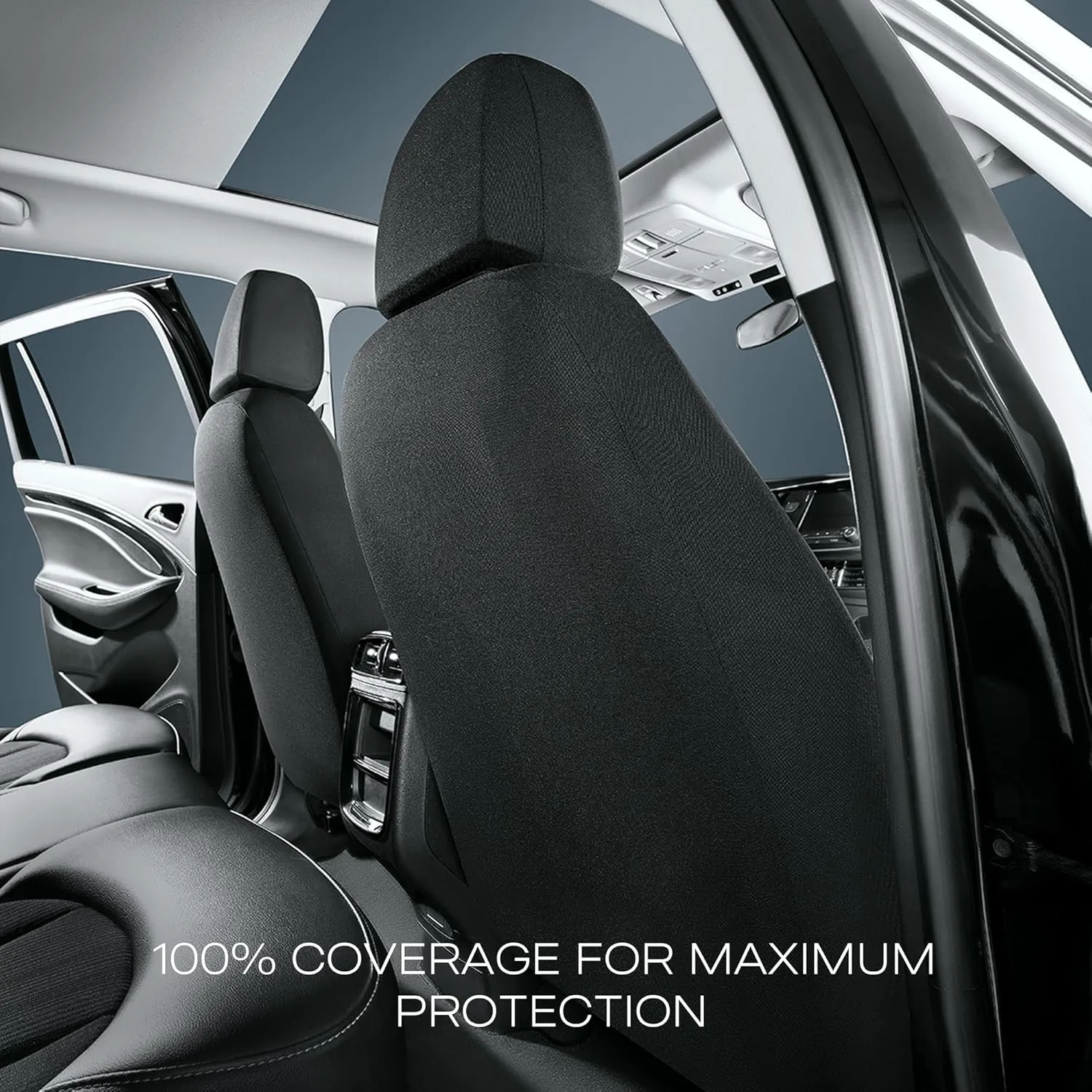 Skechers Work Car Seat Covers, Leather Seat Covers 5-Times Stronger Built-in Webbing, Oxford Fabric Seat Cover for Cars, Airbag Compatible, Automotive Comfort for Cars, Trucks, SUVs (Grey, Full Set)
