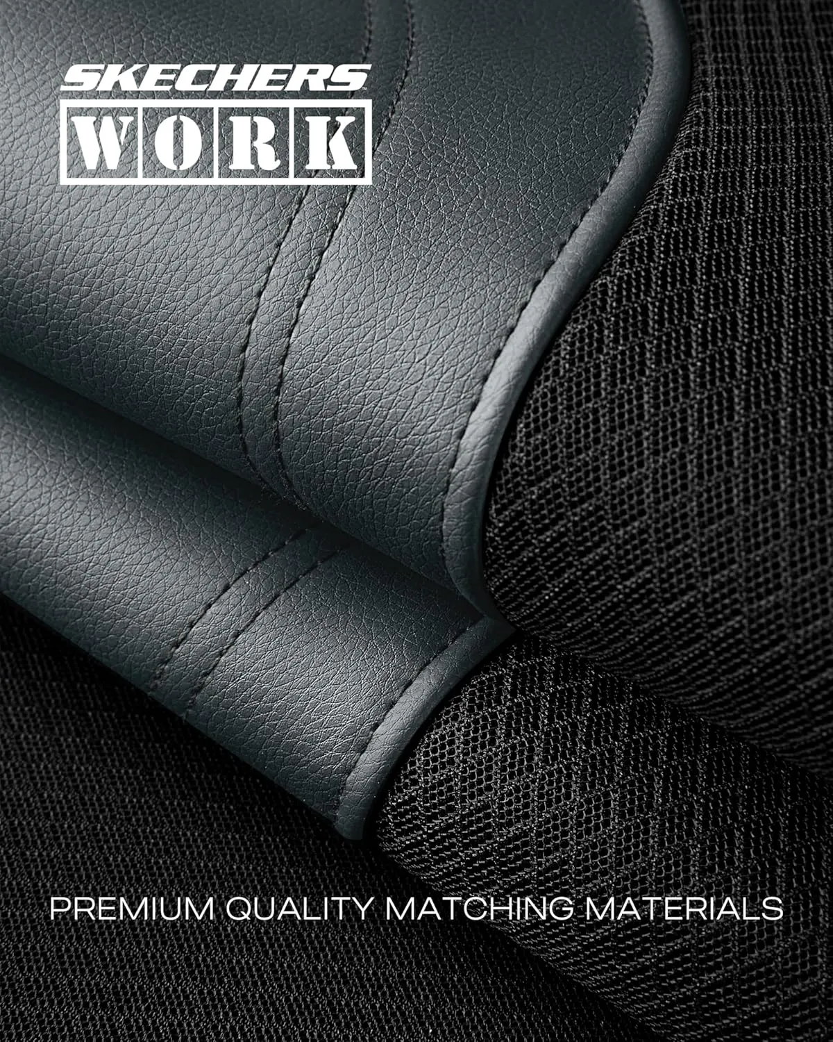 Skechers Work Car Seat Covers, Leather Seat Covers 5-Times Stronger Built-in Webbing, Oxford Fabric Seat Cover for Cars, Airbag Compatible, Automotive Comfort for Cars, Trucks, SUVs (Grey, Full Set)