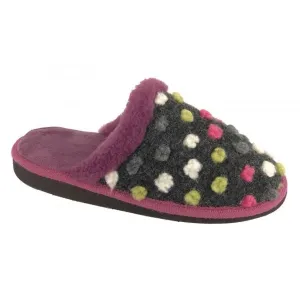 Sleepers DONNA Fleecy Mule Slippers Purple/Grey