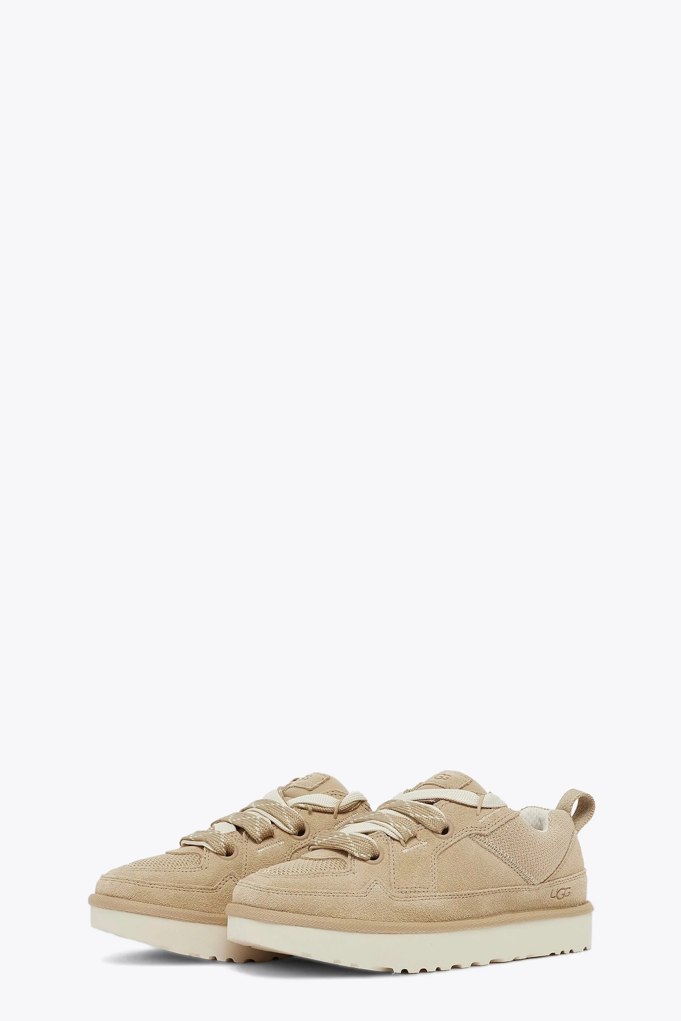 Sneaker bassa in camoscio beige con lacci - M Lo Lowmel