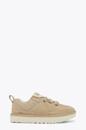 Sneaker bassa in camoscio beige con lacci - M Lo Lowmel
