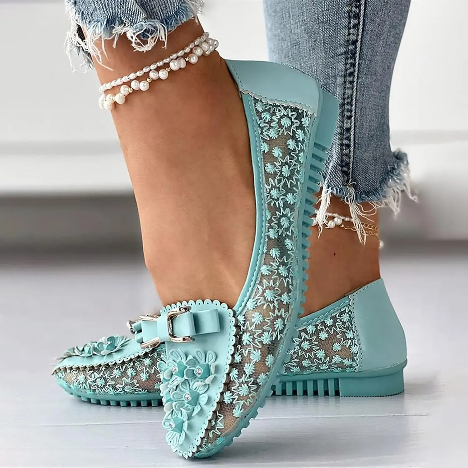 Sparkle Ballet Shoes Women Wedding Flat Shoes Comfort Slip on Loafer Closed Toe Walking Shoes Casual Business Shoes
