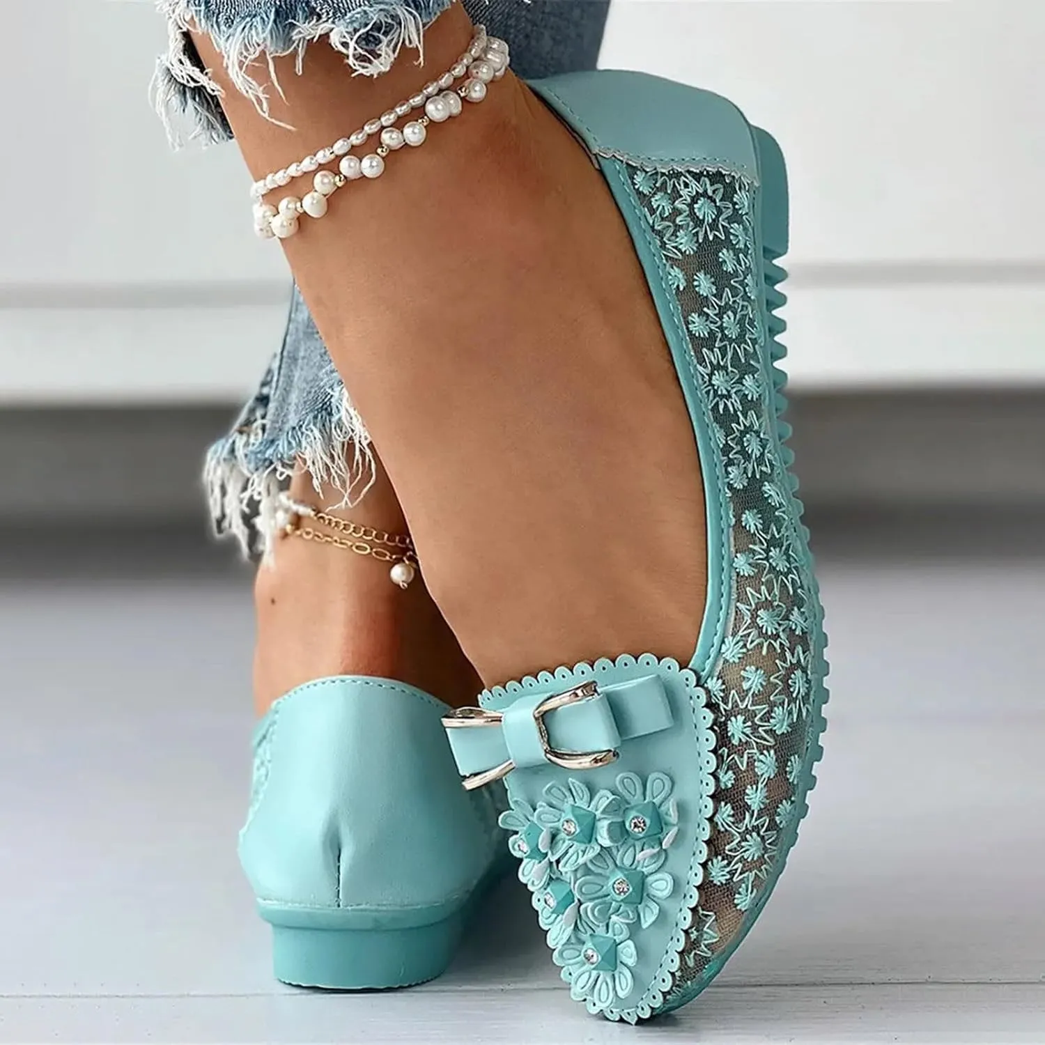 Sparkle Ballet Shoes Women Wedding Flat Shoes Comfort Slip on Loafer Closed Toe Walking Shoes Casual Business Shoes