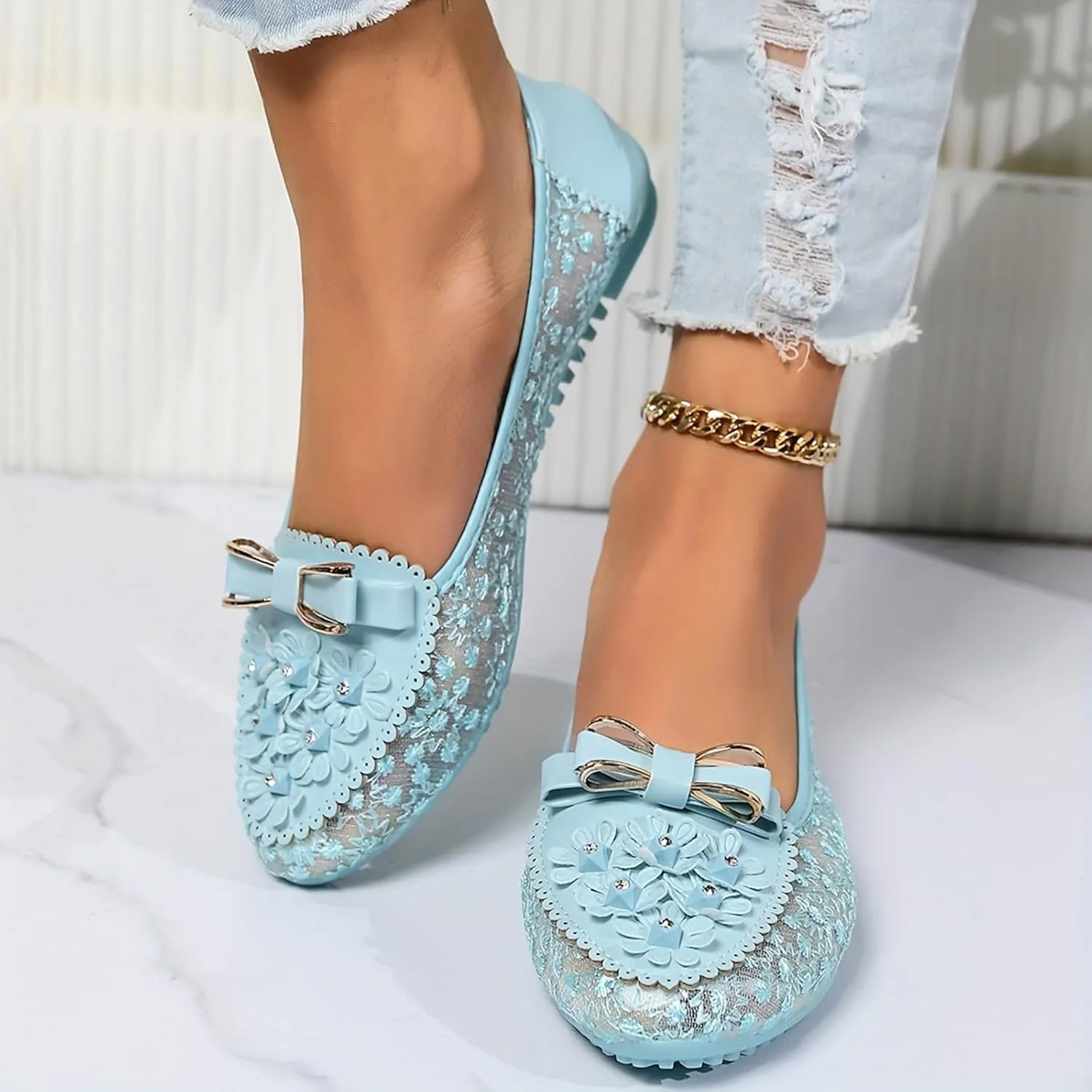 Sparkle Ballet Shoes Women Wedding Flat Shoes Comfort Slip on Loafer Closed Toe Walking Shoes Casual Business Shoes