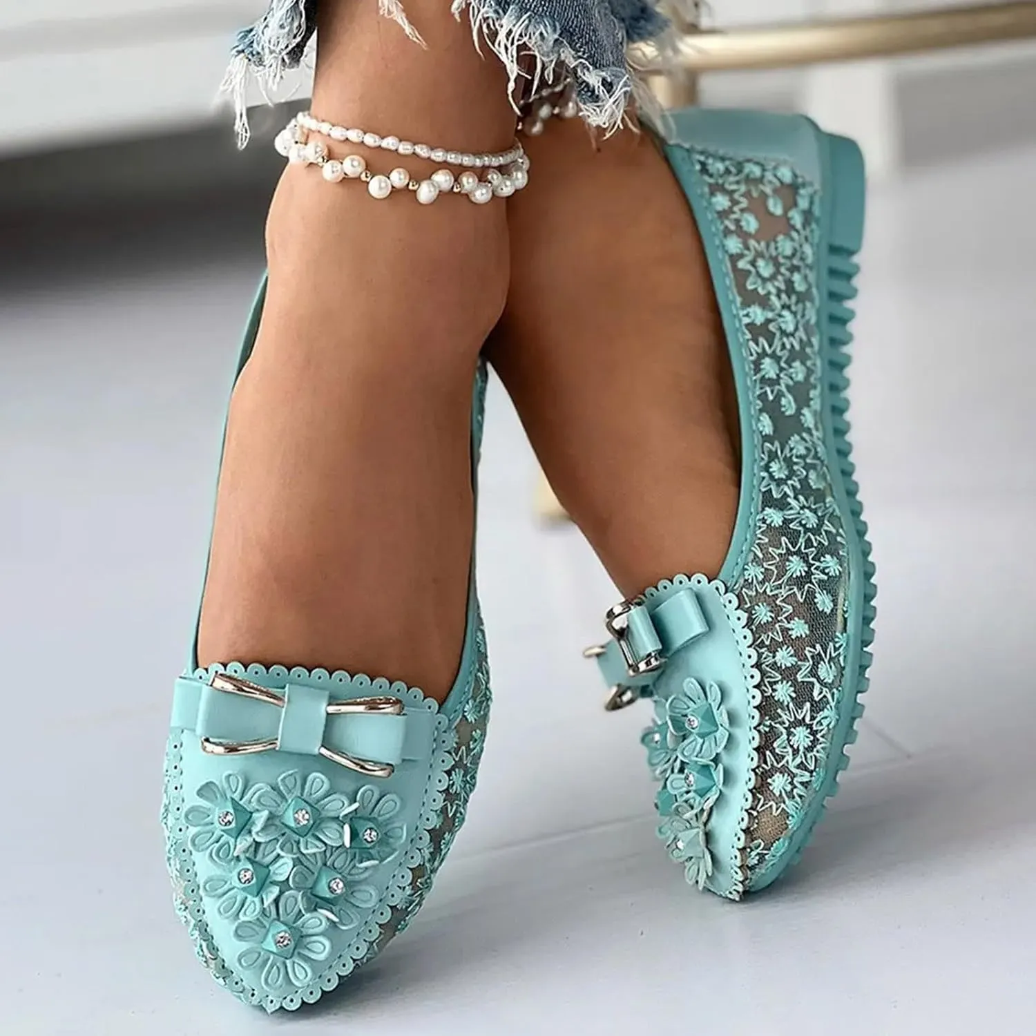 Sparkle Ballet Shoes Women Wedding Flat Shoes Comfort Slip on Loafer Closed Toe Walking Shoes Casual Business Shoes