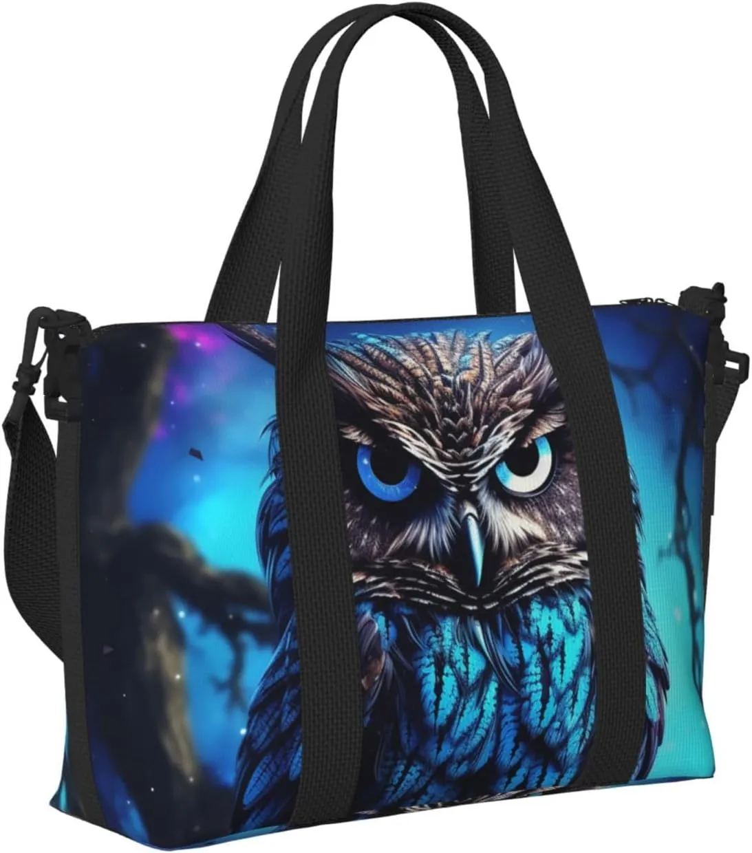 Sports Gym Bag for Women Men Travel Duffel Bag Tote Blue Owl Weekender Bag Canvas Carry on Overnight Bag for Travel Swimming Fitness Workout Sports Duffle Bag