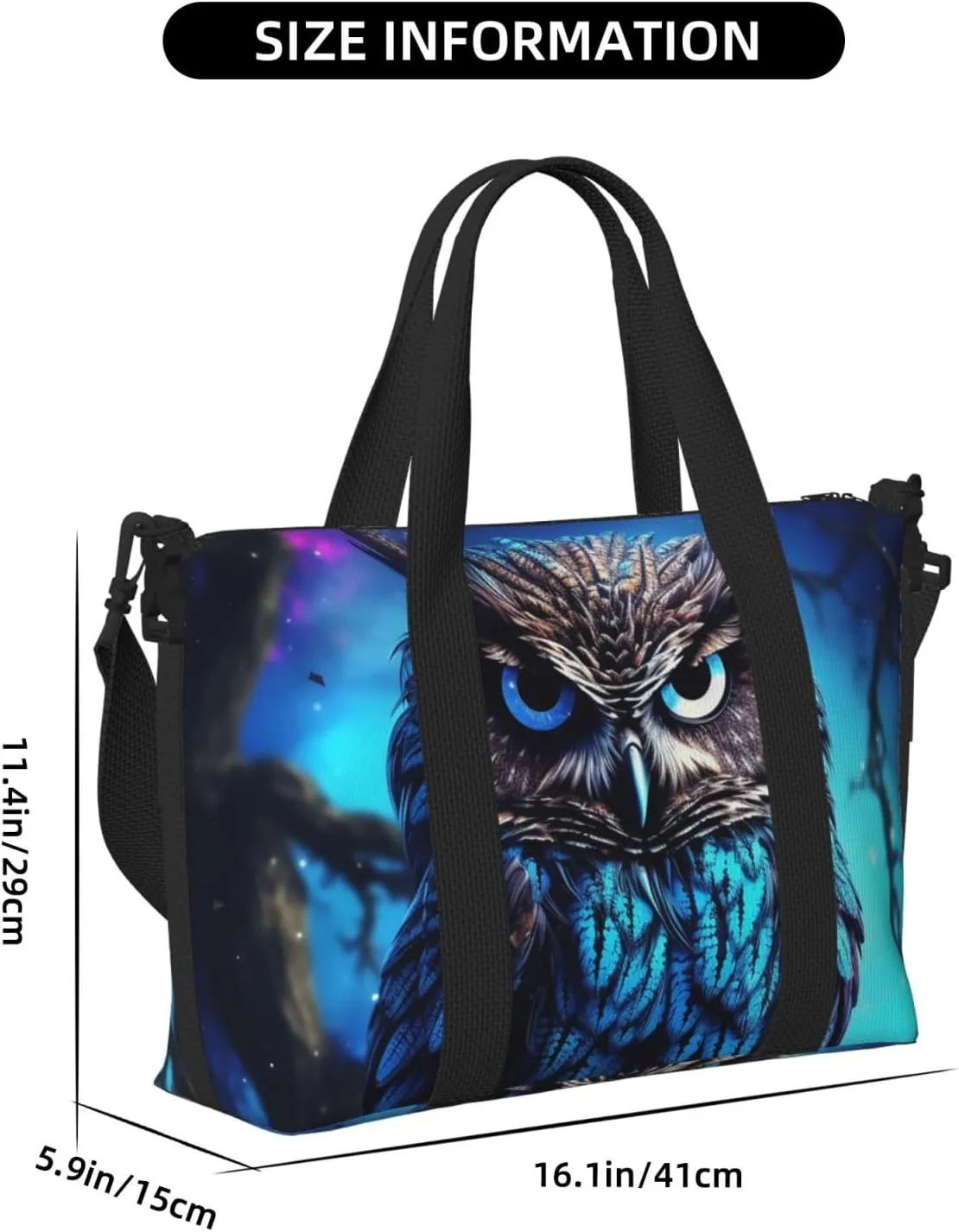 Sports Gym Bag for Women Men Travel Duffel Bag Tote Blue Owl Weekender Bag Canvas Carry on Overnight Bag for Travel Swimming Fitness Workout Sports Duffle Bag