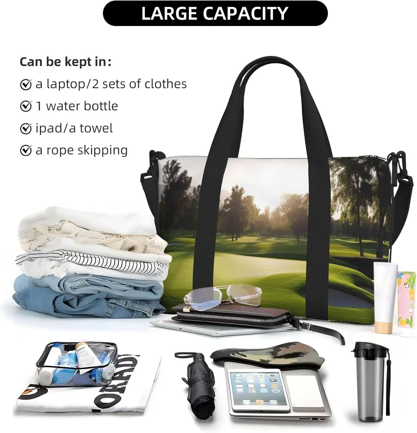 Sports Gym Bag for Women Men Travel Duffel Bag Tote Golf Course Weekender Bag Canvas Carry on Overnight Bag for Travel Swimming Fitness Workout Sports Duffle Bag