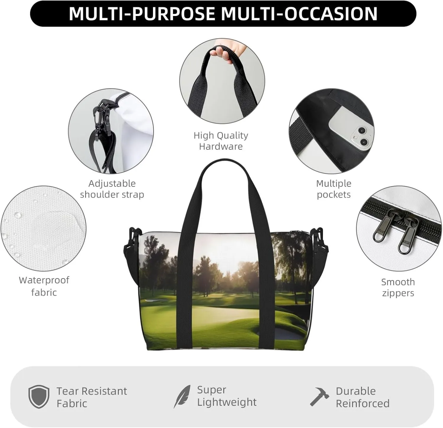 Sports Gym Bag for Women Men Travel Duffel Bag Tote Golf Course Weekender Bag Canvas Carry on Overnight Bag for Travel Swimming Fitness Workout Sports Duffle Bag