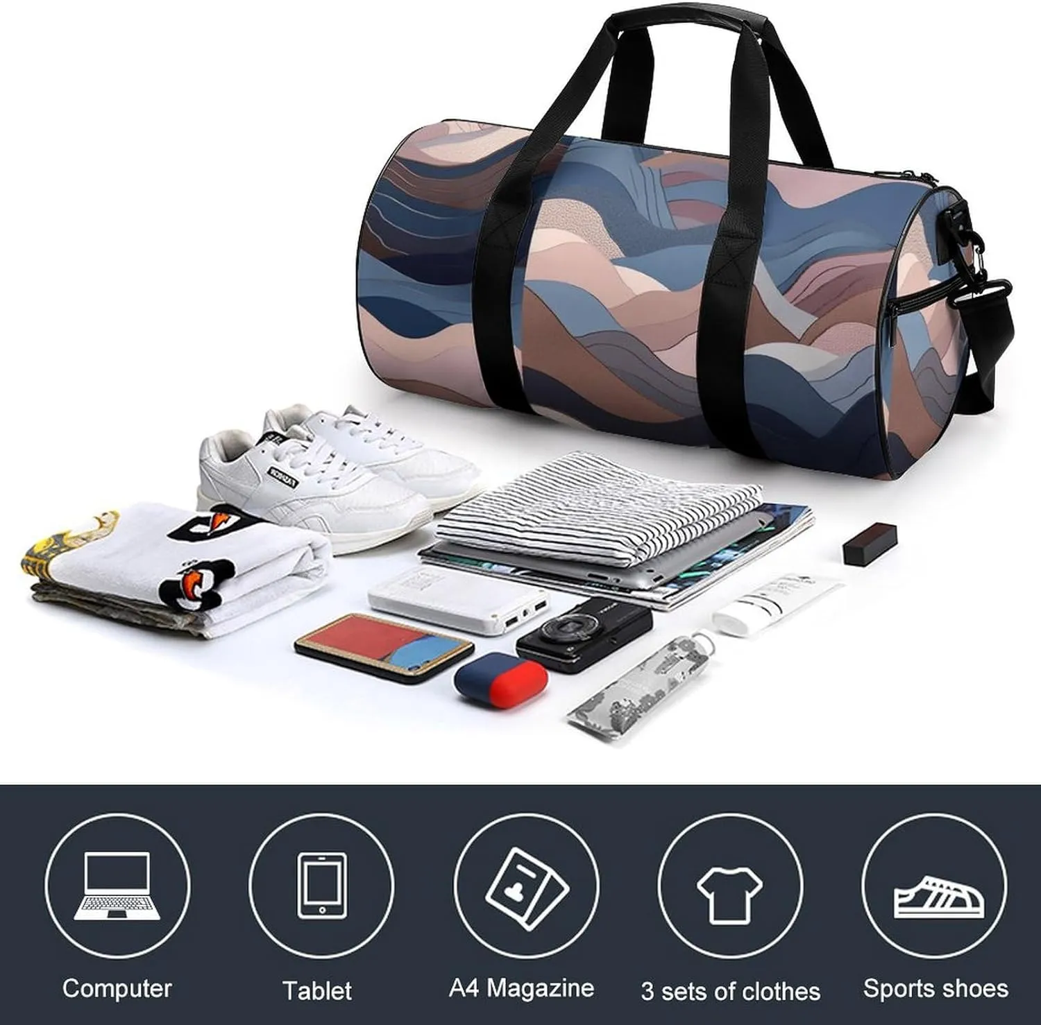Sports Gym Bag for Women Men Travel Duffel Bag Tote Weekender Bag Beige Landscape Carry on Overnight Bag for Travel Swimming Fitness Workout Sports Duffle Bag