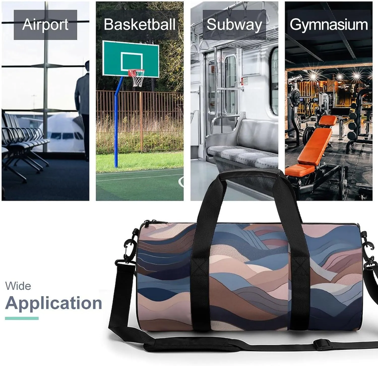 Sports Gym Bag for Women Men Travel Duffel Bag Tote Weekender Bag Beige Landscape Carry on Overnight Bag for Travel Swimming Fitness Workout Sports Duffle Bag