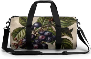 Sports Gym Bag for Women Men Travel Duffel Bag Tote Weekender Bag Purple Berries Carry on Overnight Bag for Travel Swimming Fitness Workout Sports Duffle Bag
