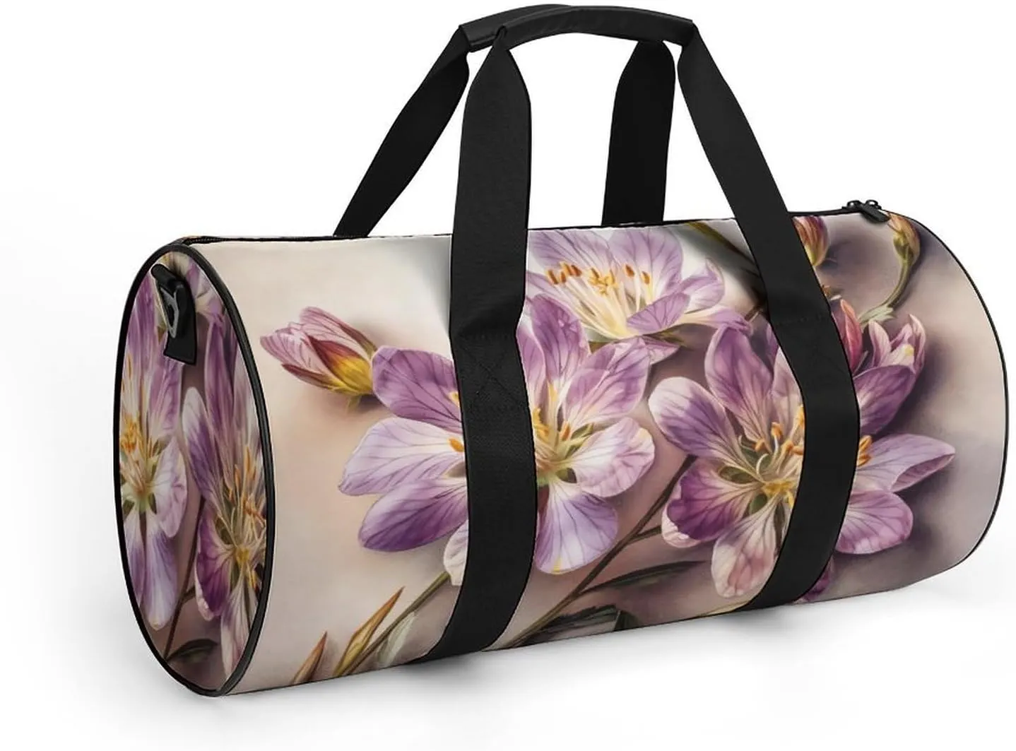 Sports Gym Bag for Women Men Travel Duffel Bag Tote Weekender Bag Purple Flowers Carry on Overnight Bag for Travel Swimming Fitness Workout Sports Duffle Bag