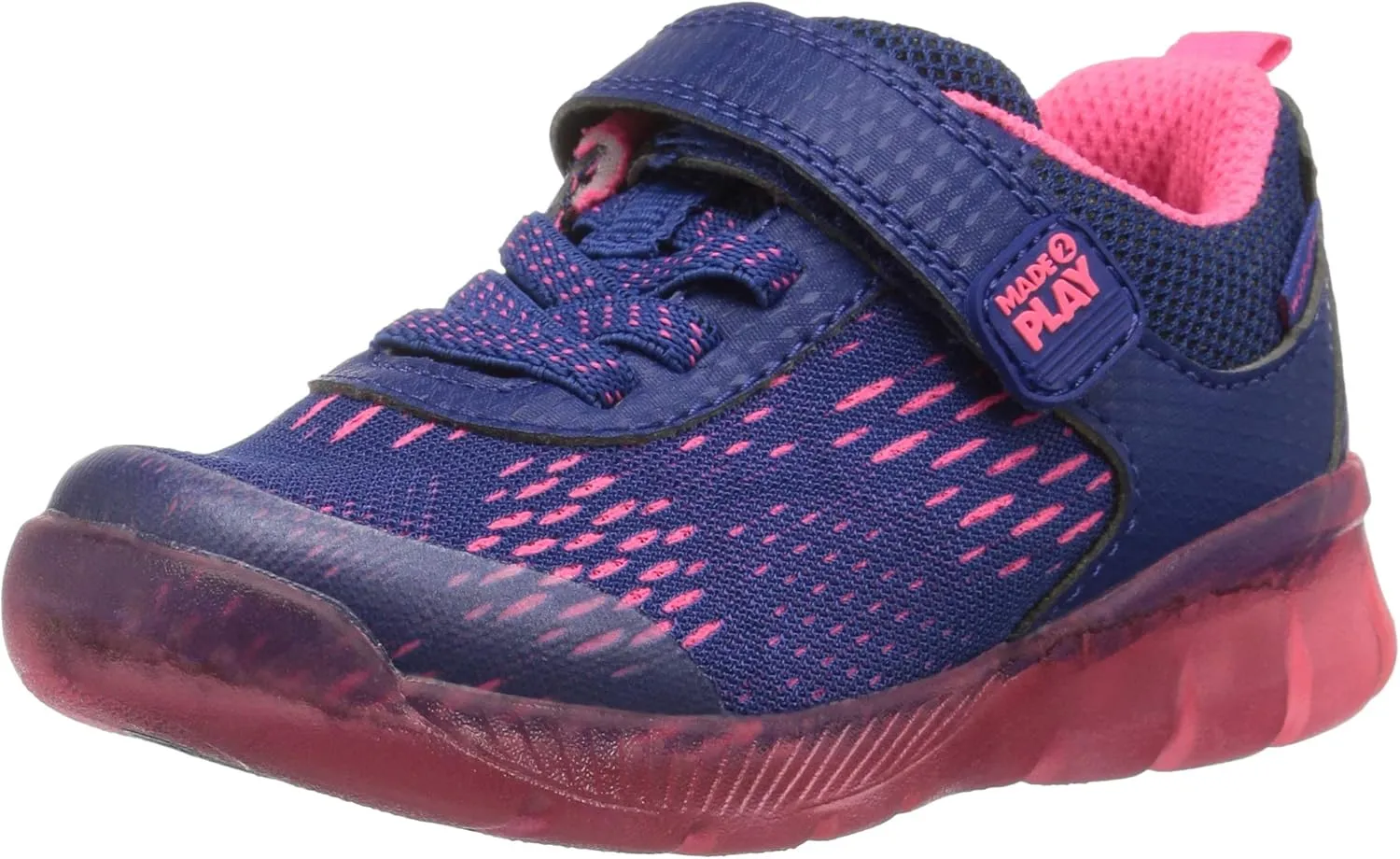 Stride Rite Baby-Girl's Made 2 Play Lighted Neo Sneaker, Navy/Pink, 10 W US Toddler