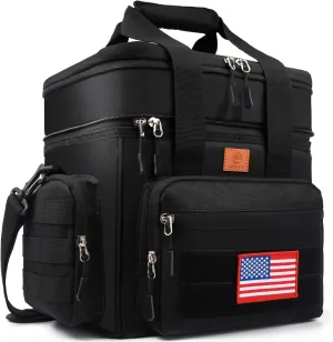 Tactical Lunch Box for Men, Expandable Heavy Duty Double Deck Tactical Lunch Bag with Shoulder Strap, Leakproof & Insulated Lunch Cooler Bag for Adult Work Fishing Picnic Travel,20L (Black)