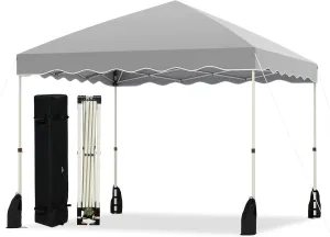 Tangkula 10x10 FT Pop Up Canopy, UPF50  Easy Set up Instant Tent with Wheeled Bag, 8 Stakes, 4 Anchors, 4 Wind Ropes, 4 Sandbags, Heavy Duty Outdoor Canopy Tent 10x10 for Patio Party Backyard (Gray)