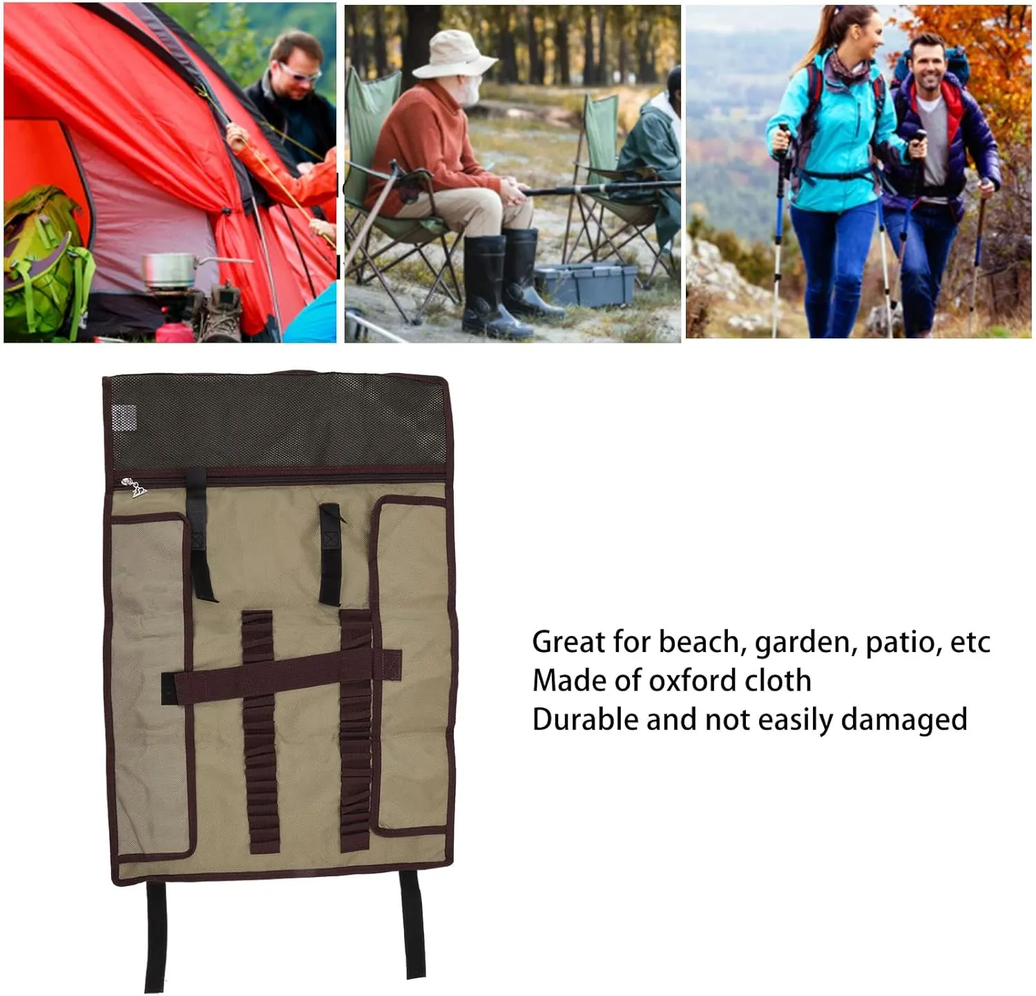 Tent Stake Storage Bag, Tent Peg Bag Camping Tent Nail Storage Bag Camping Tool Bag Outdoor Camping Nail Bag for Travel Camping Hiking(Khaki)