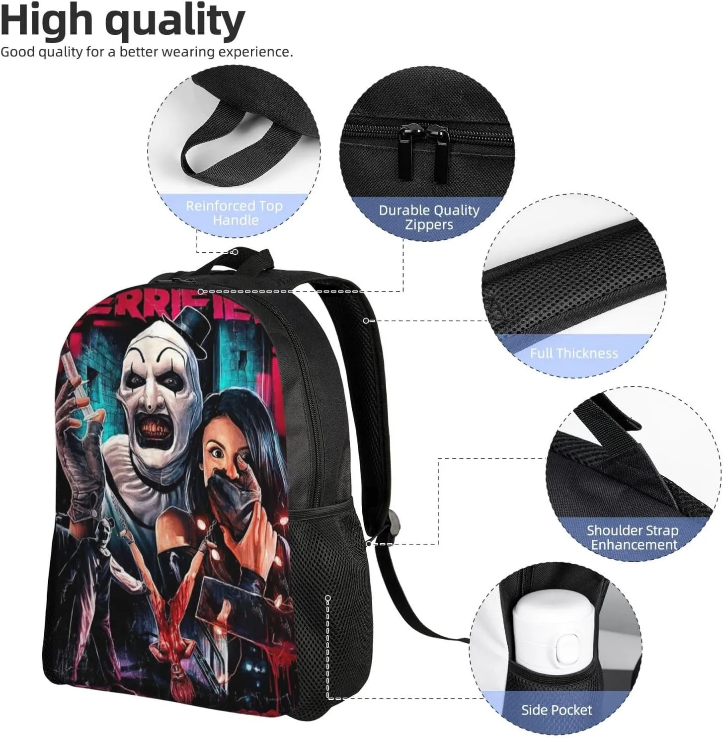 Terrifier Backpack, Leisure Travel Sports Backpack, Lightweight And Large Capacity