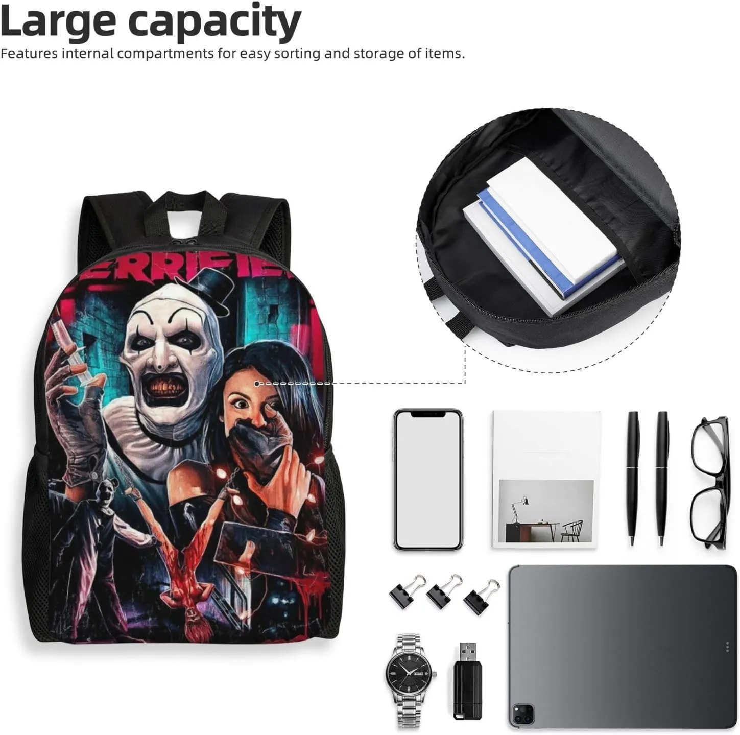 Terrifier Backpack, Leisure Travel Sports Backpack, Lightweight And Large Capacity