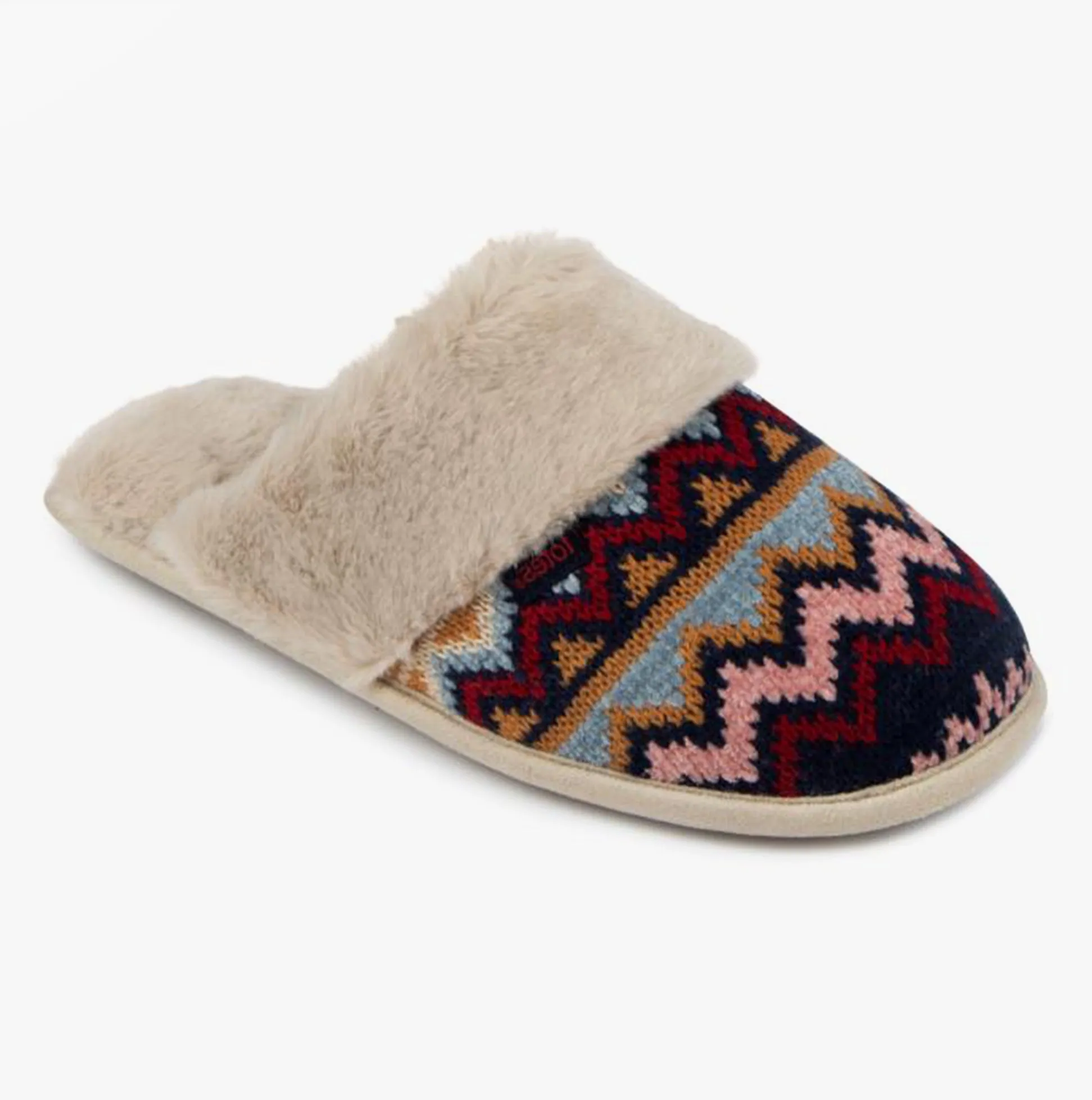Totes Toasties FAIR ISLE KNIT Womens Mule Slippers Fair Isle