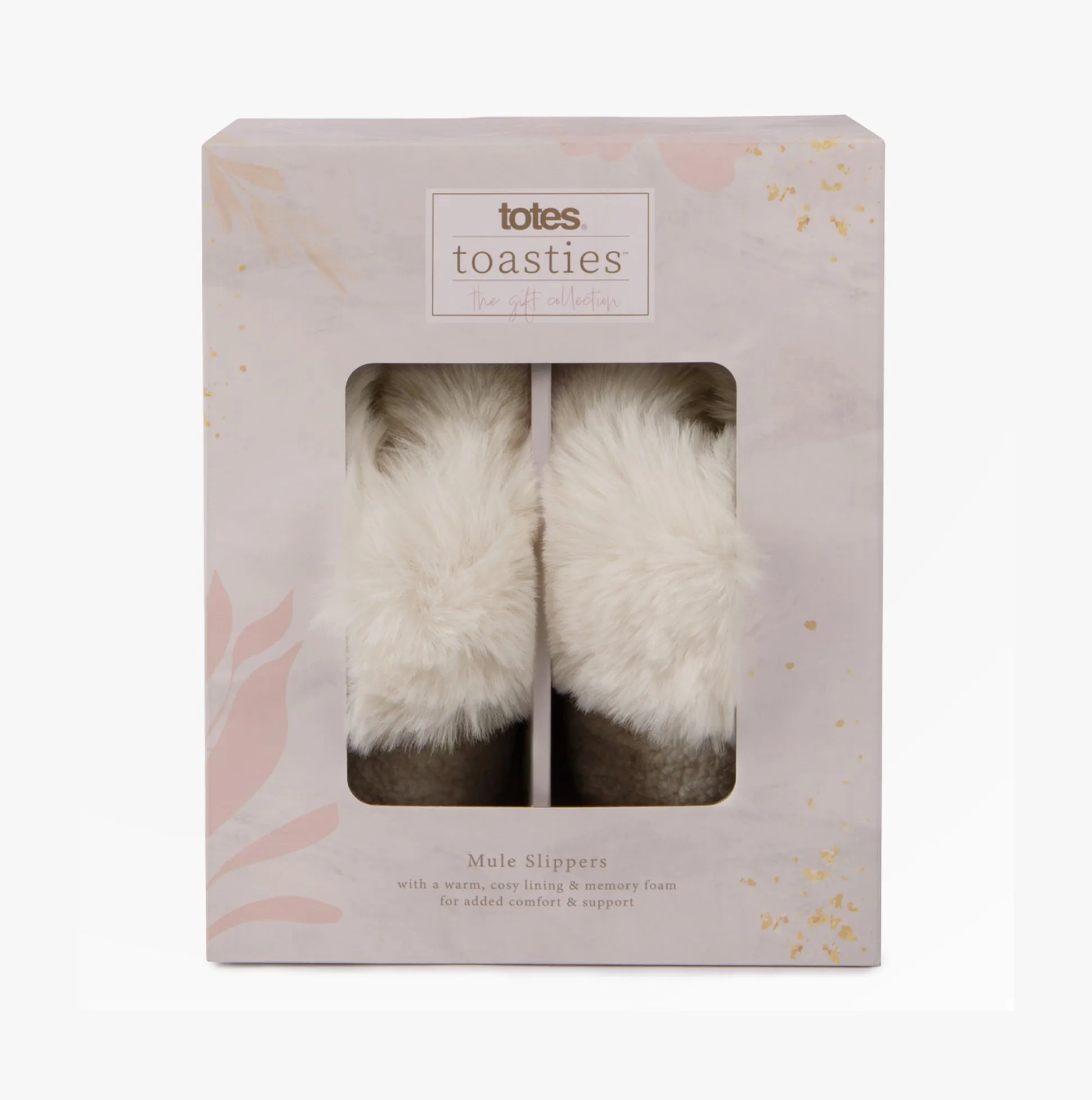 Totes Toasties TEXTURED FAUX FUR MULE Slippers Womens Cream