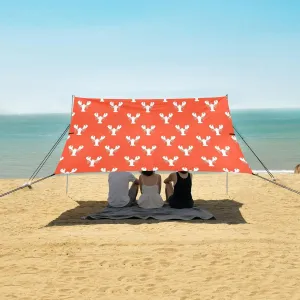Tropical Lobster Marine Animal Beach Camping Tent Sun Shelter for Whole Family, Beach Shade Canopy with UPF50  UV Protection,Easy Set Up and Carry,Outdoor Shade for Trips, Fishing, Backyard Fun