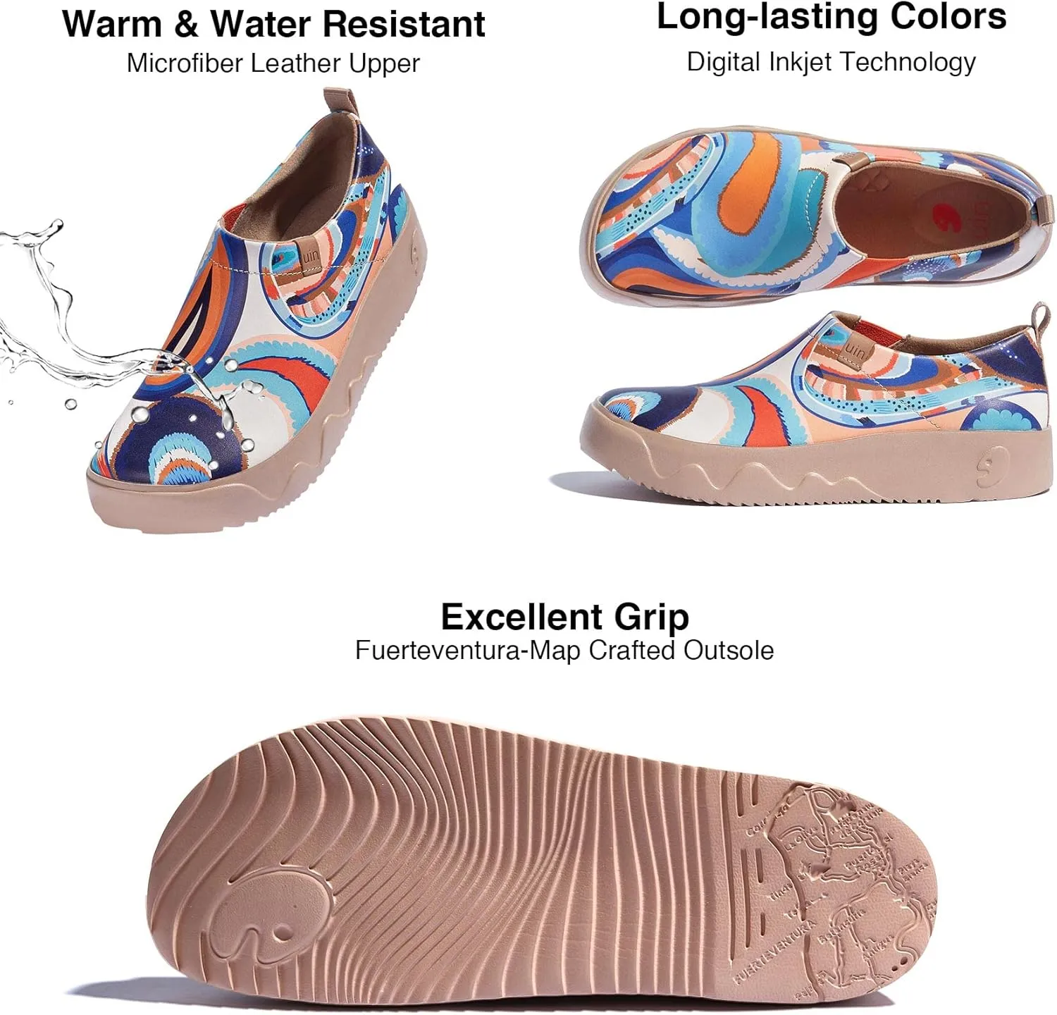 UIN Women's Art Travel Walking Shoes Slip On Casual Lightweight Wide Toe Fashion Sneaker Toledo Ⅸ