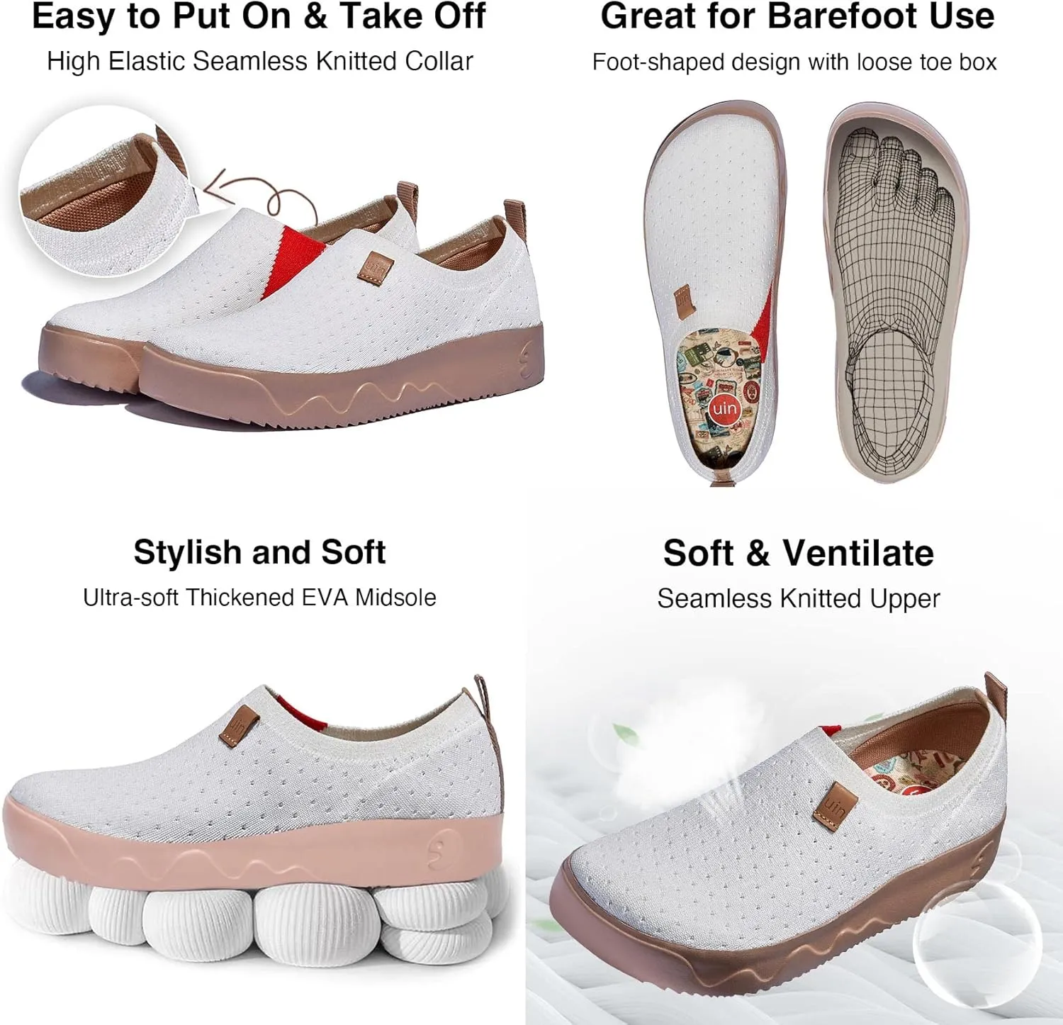 UIN Women's Art Travel Walking Shoes Slip On Casual Lightweight Wide Toe Fashion Sneaker Toledo Ⅸ