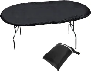 Universal Poker Table Cover 96" x 44" Oval Table Cloth 420D Oxford Waterproof Furniture Dust Cover Fit Portable Poker & Game Table Black Poker Table Cover with Elastic Band Hem