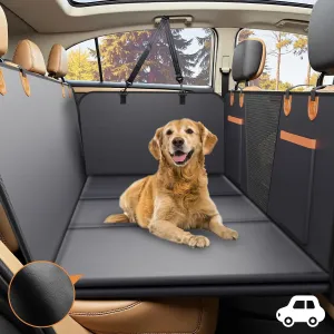 Upgraded PU Thickened Dog Car Seat Cover for Back Seat, Waterproof Back Seat Extender for Dogs with Hard Bottom, Dog Car Seat Cover for Car SUV! Anti-Scratch! Safer! (Holds 400lbs)