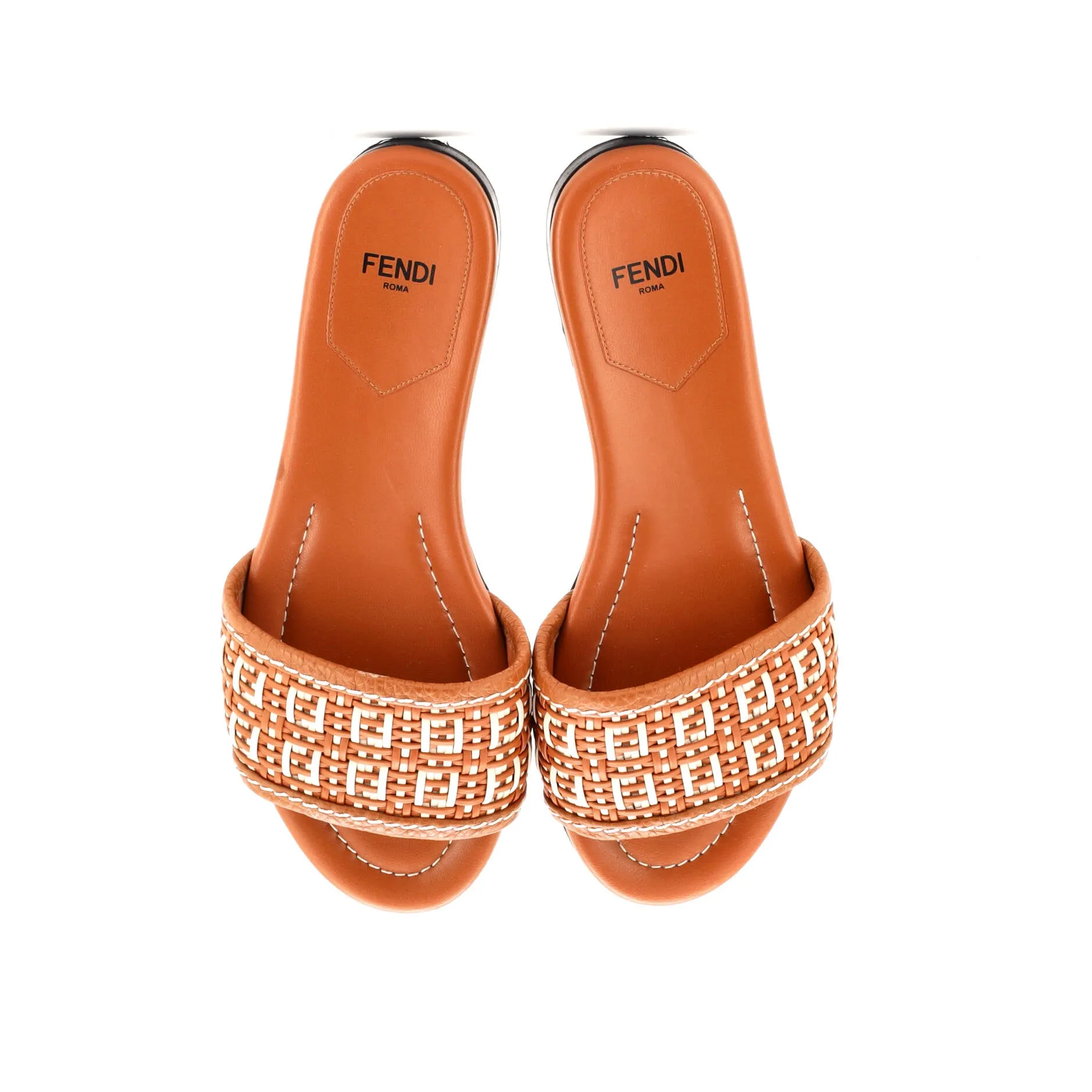 Women's FF Flat Mule Sandals Woven Leather