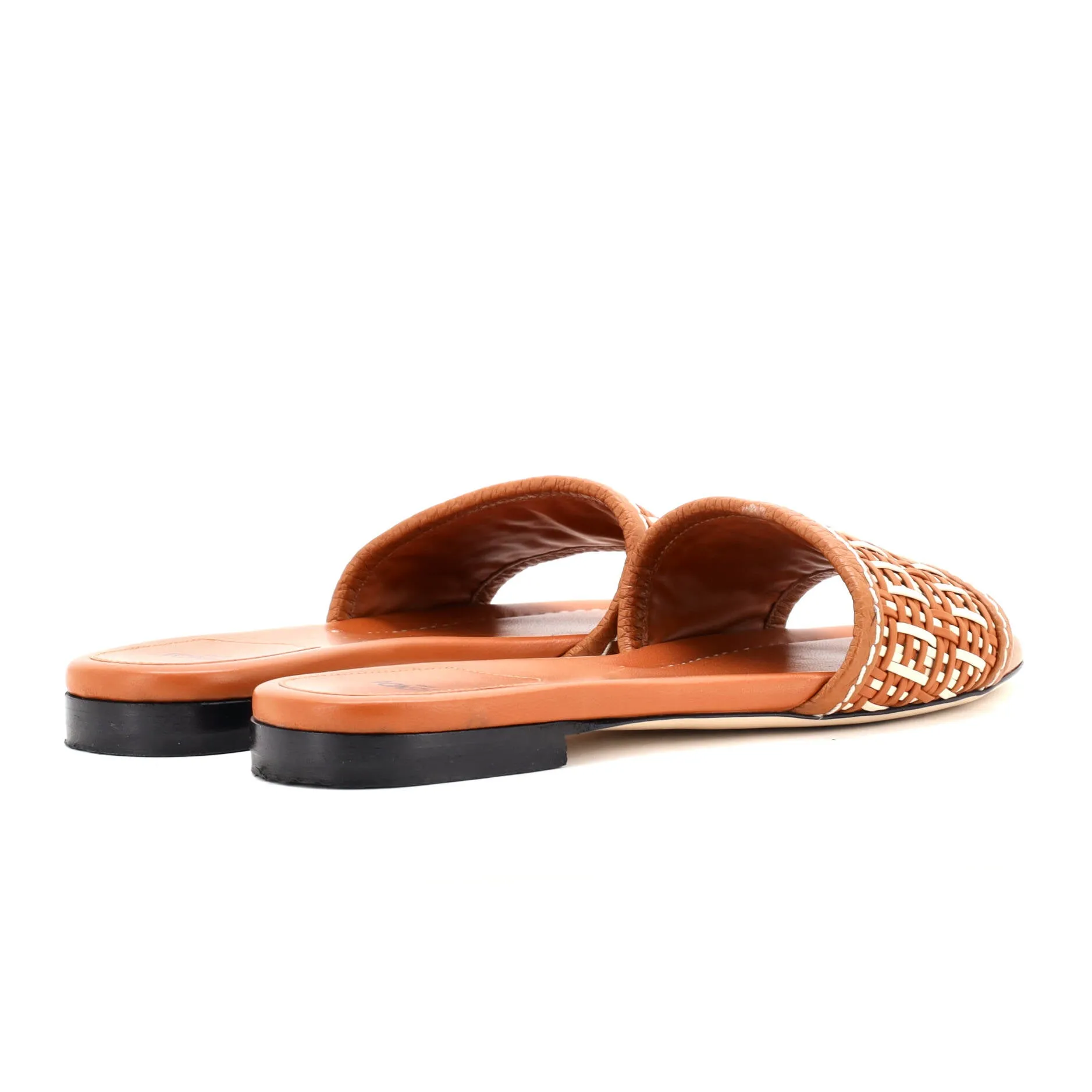 Women's FF Flat Mule Sandals Woven Leather