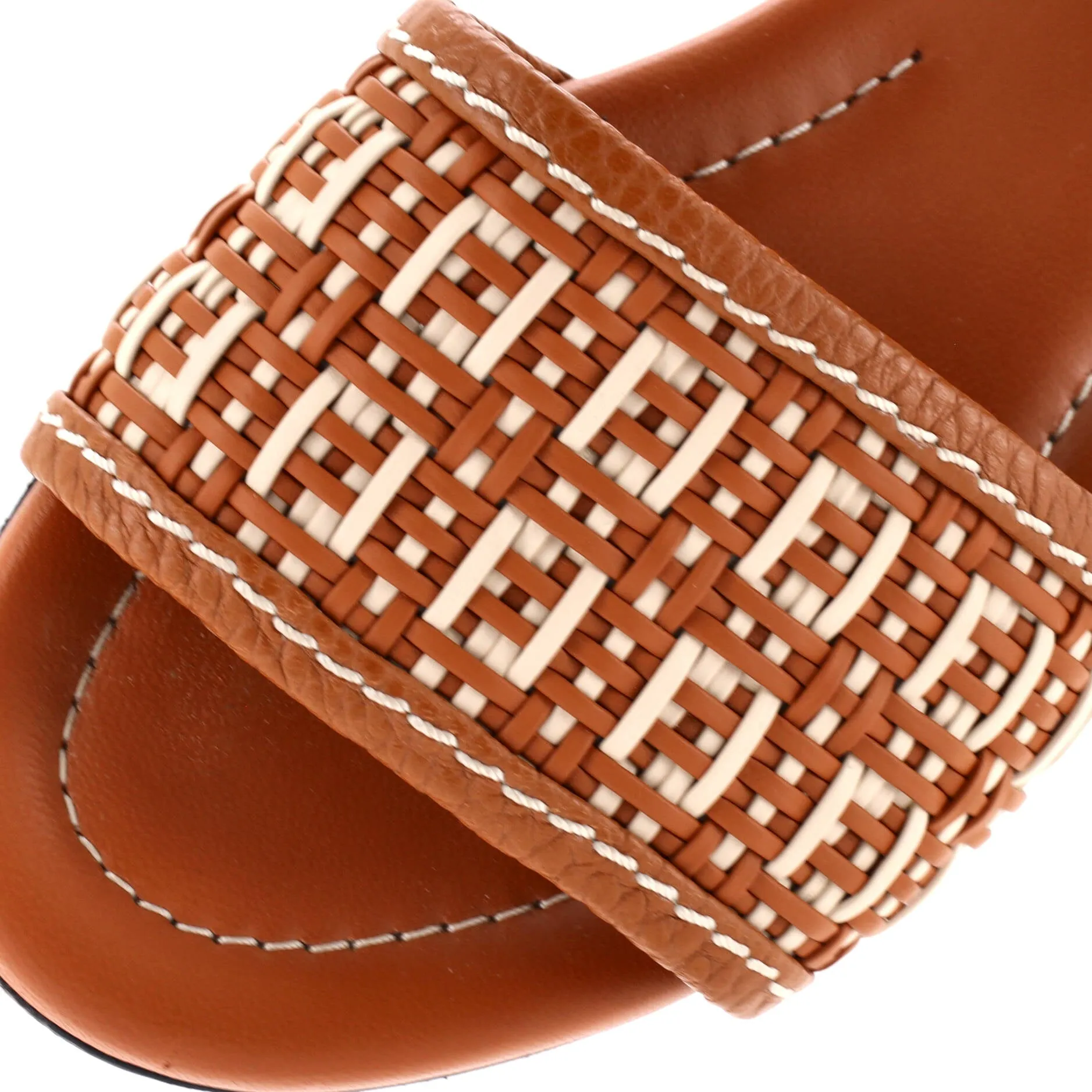 Women's FF Flat Mule Sandals Woven Leather