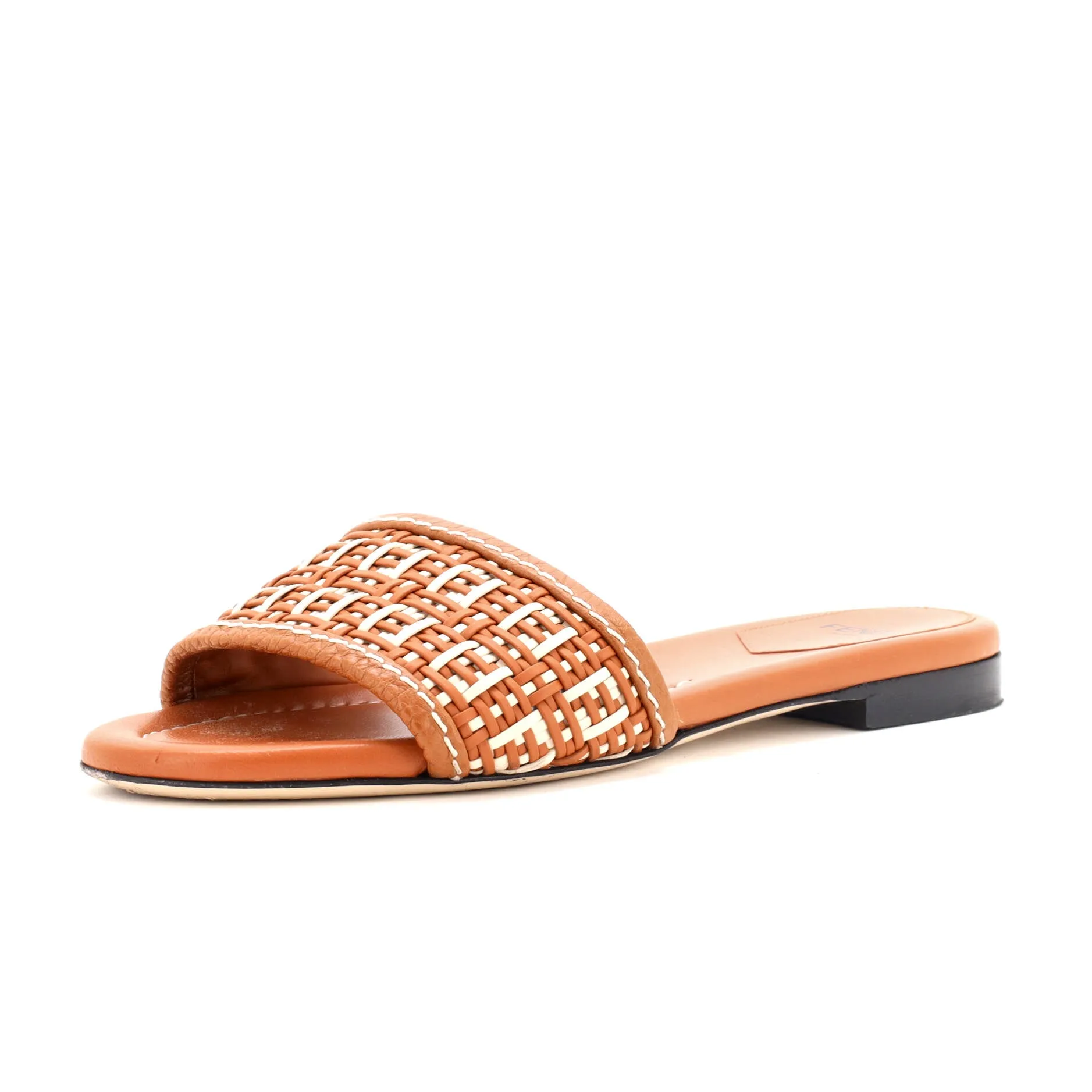 Women's FF Flat Mule Sandals Woven Leather