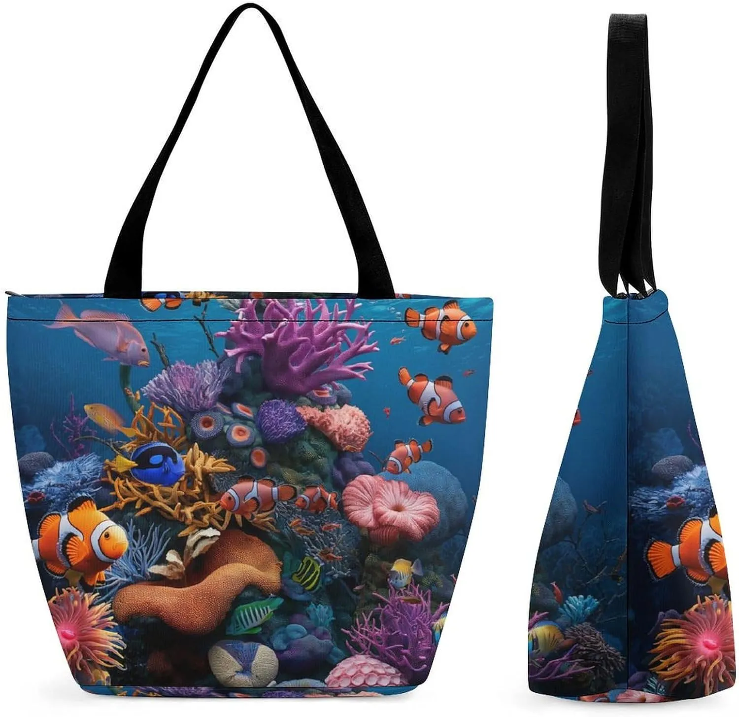 Women's Handbags Coral Reef Scene Underwater Shopping Bag Leather Tote Bag Satchel Bags