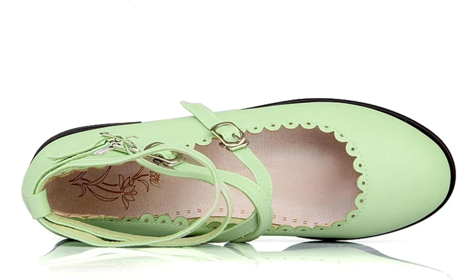 Women's Low Heeled High Heels, Round Toe Strap, Mary Janes Date Shoes