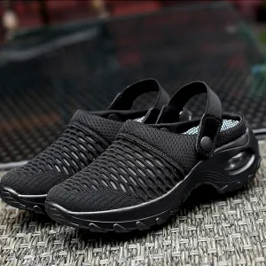 Women's Mesh Mules Sneaker Sandals with Air Cushion Support Slip On Walking Slipper Shoes Outdoor Mules Clogs for Summer