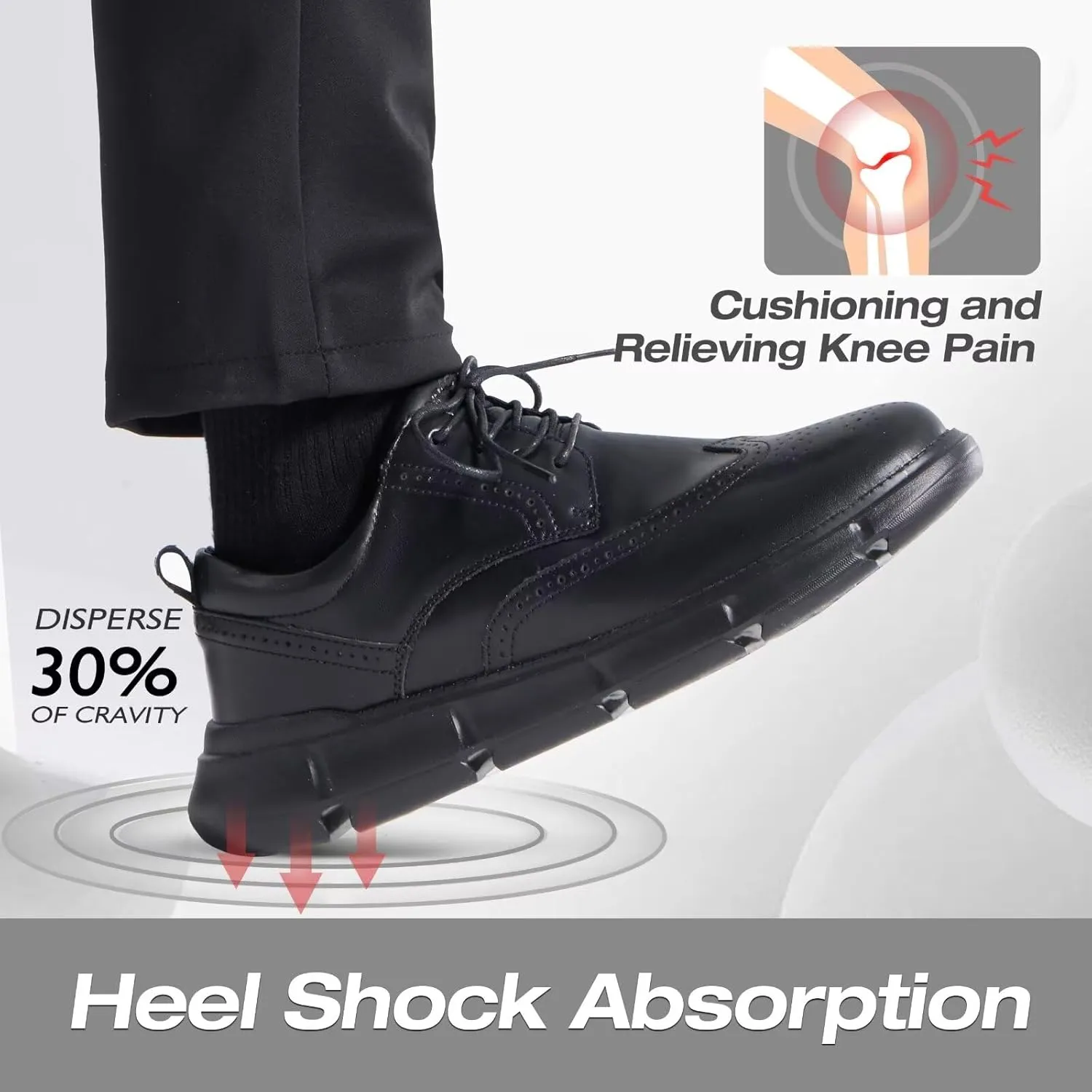 XPACS Men's Orthopedic Leather Dress Walking Shoes: Comfortable Arch Support Orthotic Plantar Fasciitis Business Formal Oxford, Flat Feet Casual Tennis Working Shoes for Foot and Heel Pain Relief